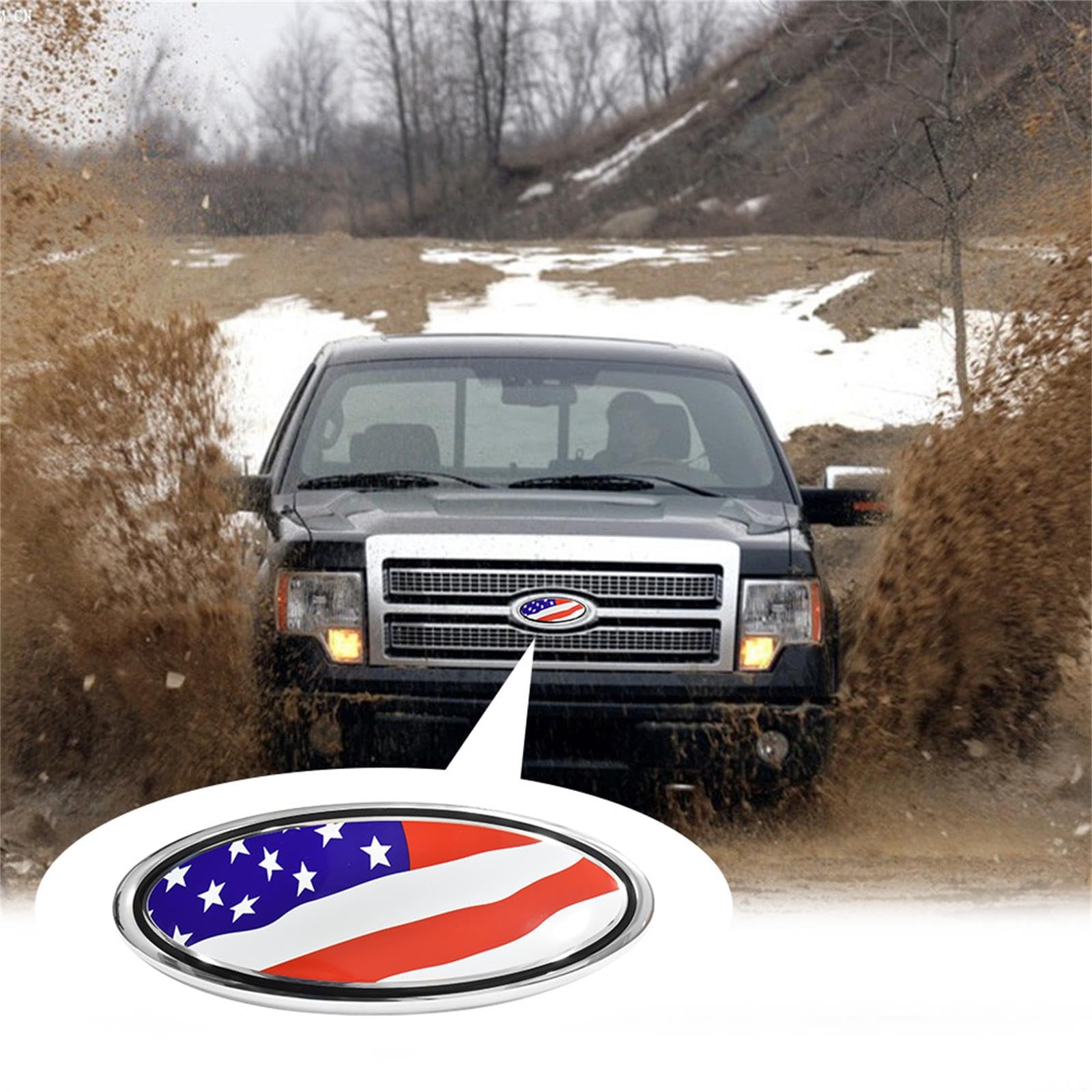 Stemma Ovale Con Bandiera Americana Per Griglia Auto – Compatibile Ford F-150, F-250, Explorer E Altri