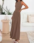 BTFBM Summer Maxi Dresses for Women 2026 Spring Sleeveless Casual Ruched High Waisted Long Sundress Flowy Beach Dress