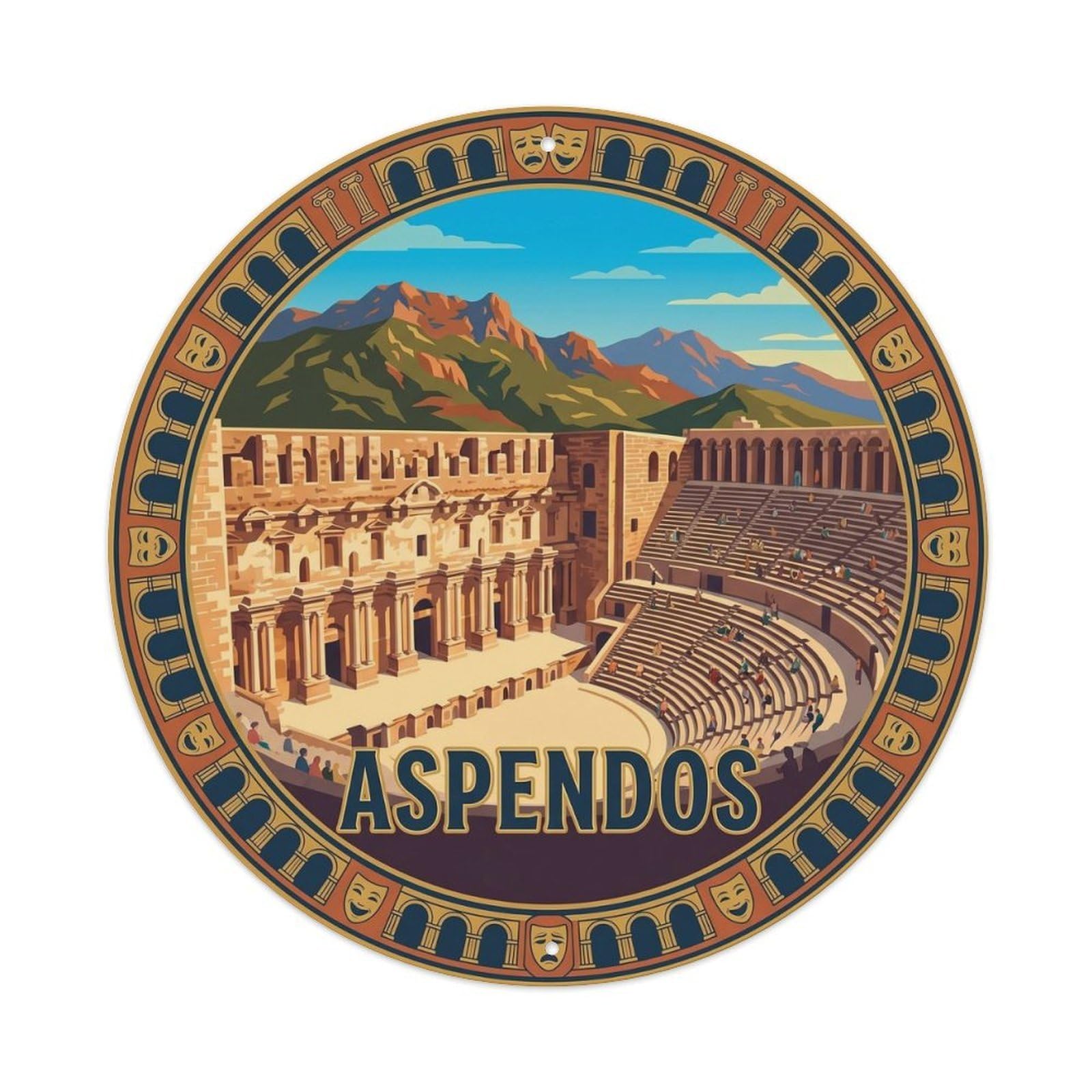 Aspendos Roman Theatre Antalya Turkey Historic Classic Metal Tin Sign