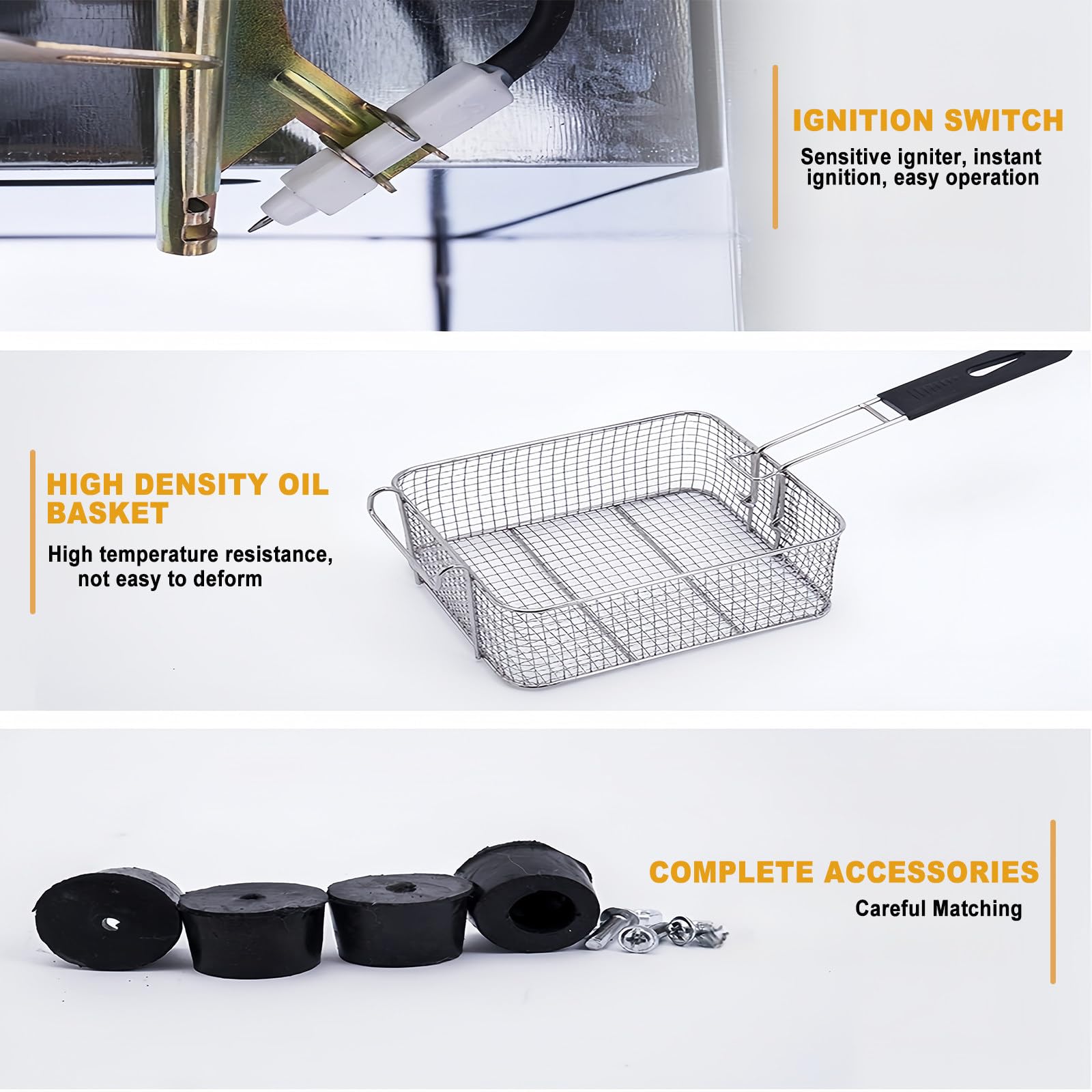 Friggitrice A Gas Industriale, Friggitrice con Cestello Grande, Friggitrice con Coperchio, Friggitrice da Cucina per Esterni, Friggitrice A Gas da Banco in Acciaio Inox, 10l X 2.