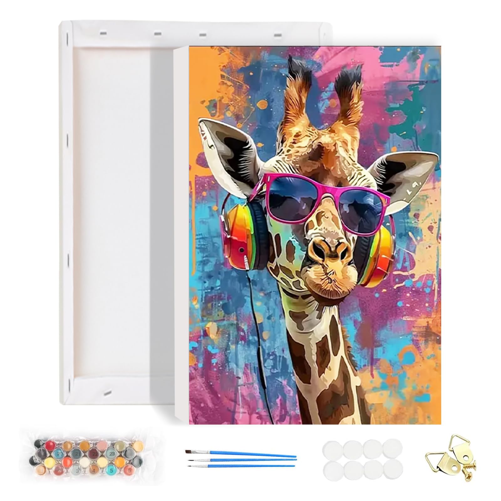 MEIYUDA Peinture Par Numéro Girafes – Toile 30x40 Cm, Kit DIY Acrylique, Décoration Maison, Cadeau Adulte