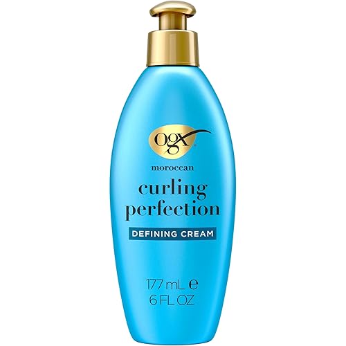 OGX Argan Oil of Morocco Curl-Defining Styling Cream, Anti-Frizz Curl Cream for Curly Hair & All Textures, Cold-Pressed Argan Oil, Paraben-Free, Sulfate-Free Surfactants, Curly Hair Products, 6 oz