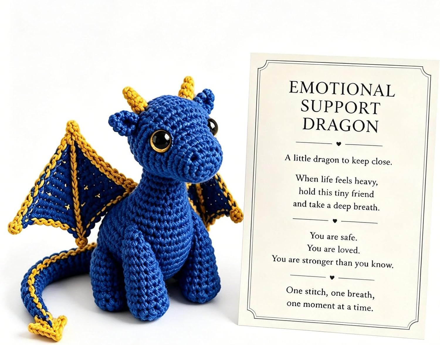 zoocco Emotional Support Dragon Plush Toy Soft Mini Pocket Buddy Gift (Blue)