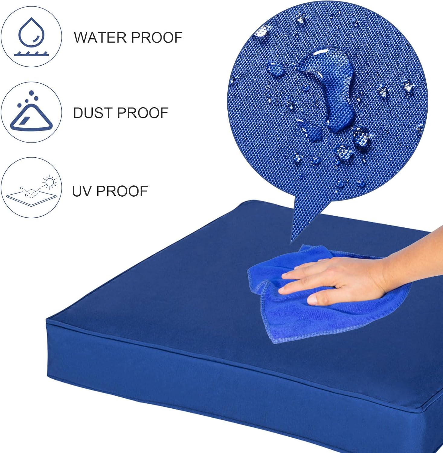 Outdoor Cushion Covers for Patio Furniture 7 Piece Set, Replacement Cushion Slipcovers for Rattan Sectional Couch, Patio Seat Covers with Zipper, Water Resissant, Only Cover, Dark Blue