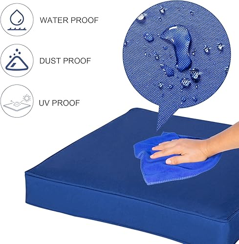 Miniatura 3 de Peach Tree - Juego de 7 fundas de repuesto para sofá de mimbre para patio al aire libre, lavables, para asiento y respaldo, azul oscuro