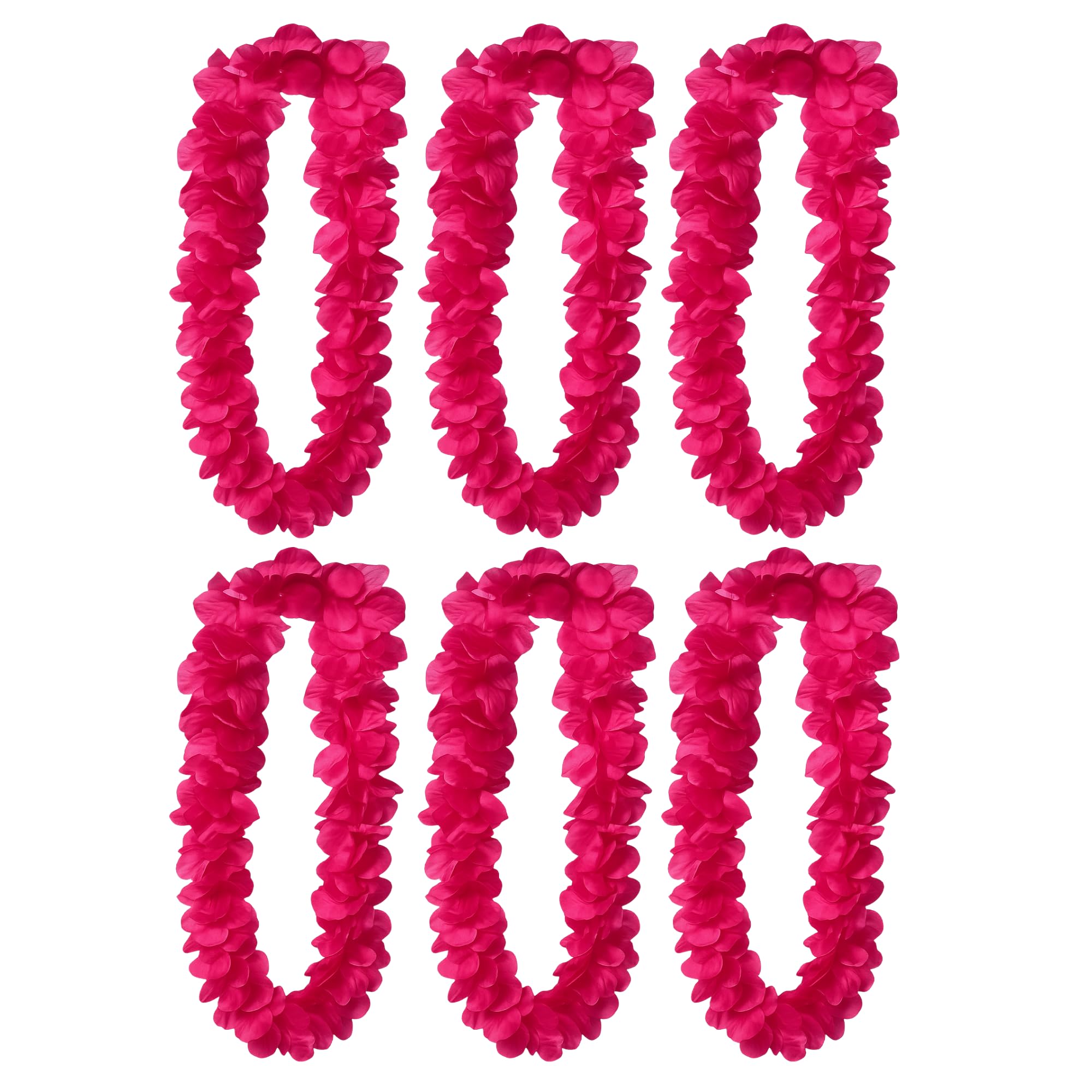 FUN FABLES 100cm Hawaiian Garlands – Pink Flower Lei Necklace for Adults, Hawaiian Fancy Dress, Beach Party Supplies, Luau Decorations, Tropical Theme Party Accessories, Hula Garland Necklace (6)