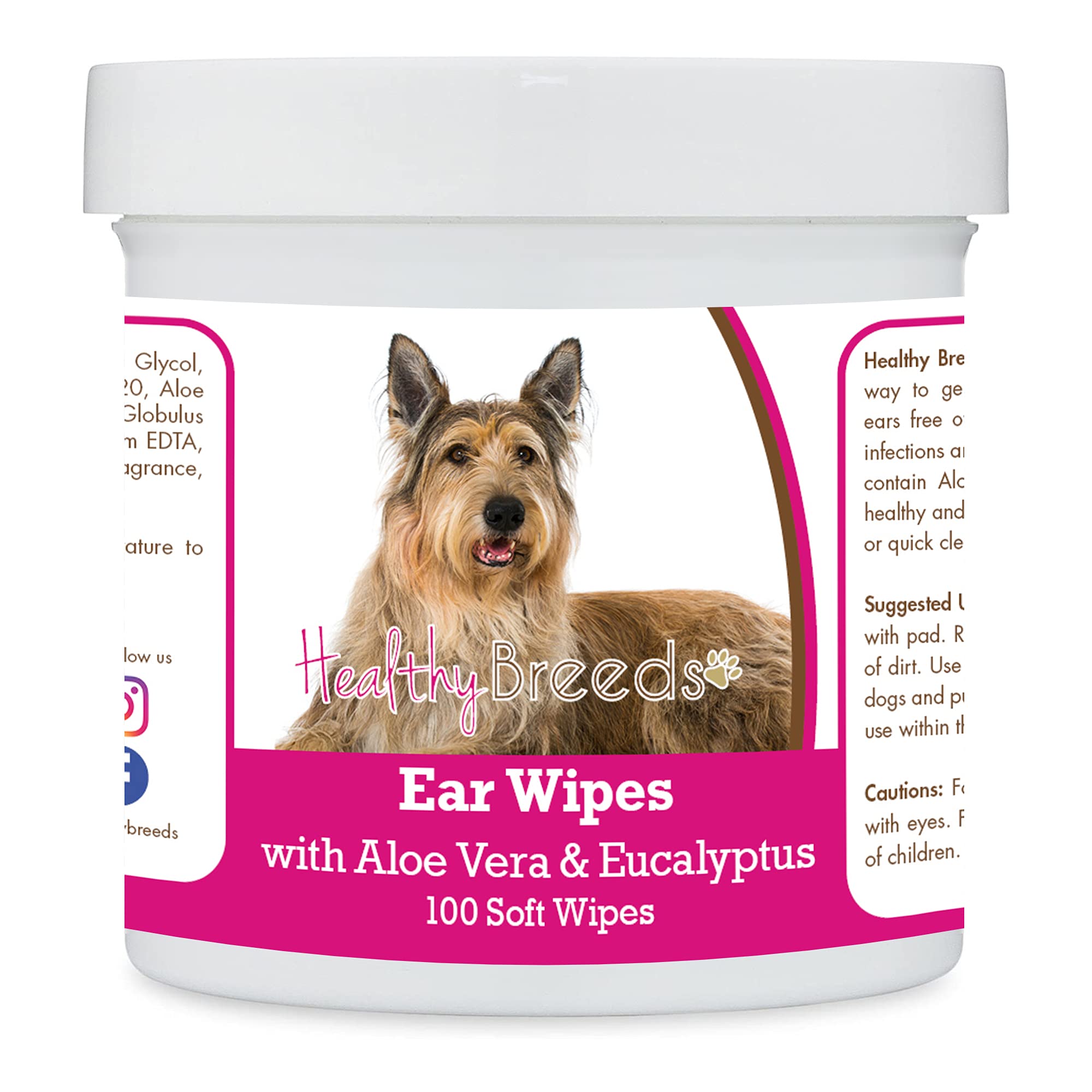 Healthy Breeds Berger Picard Ear Cleaning Wipes with Aloe &amp; Eucalyptus for Dogs 100 Count