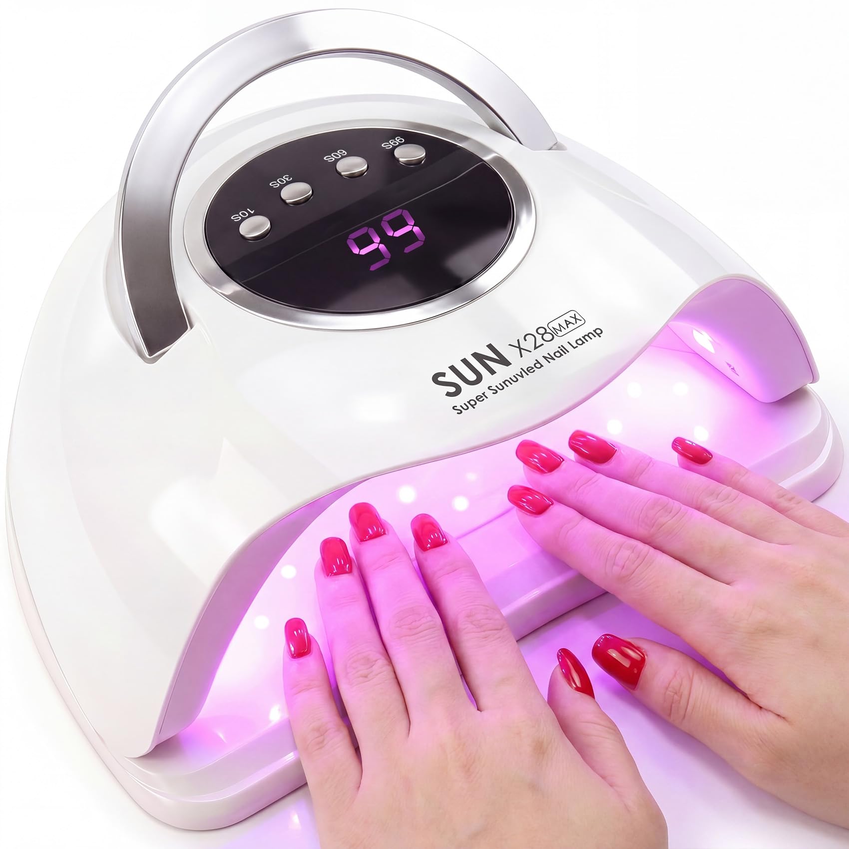 380W Lampada UV LED Unghie, 90 LED Integrati, 4 Timer, Display Digitale