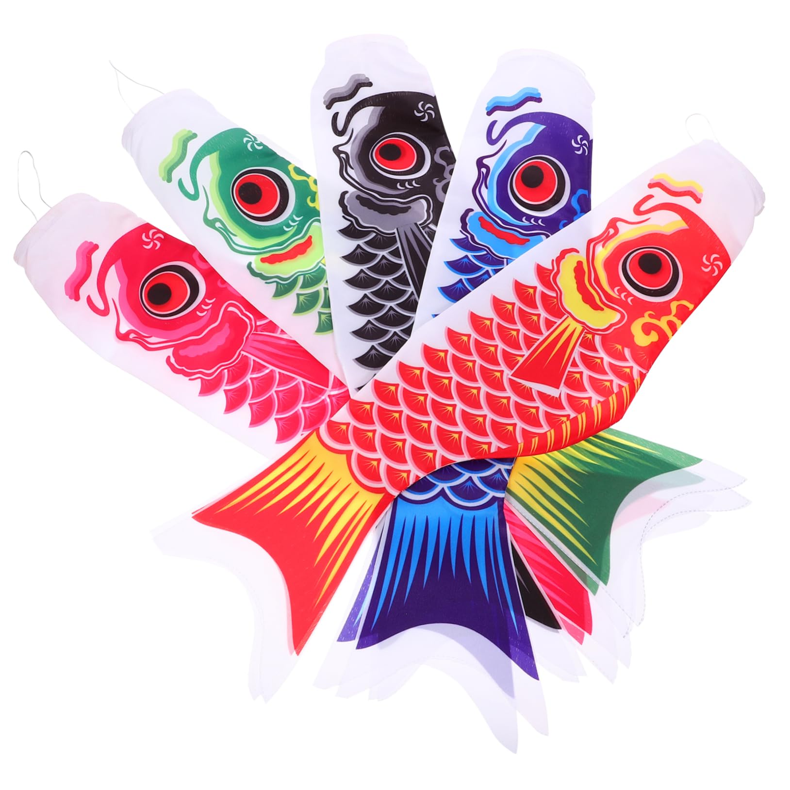 Manche à vent japonaise koinobori POPETPOP pour décoration extérieure - Lot de 15