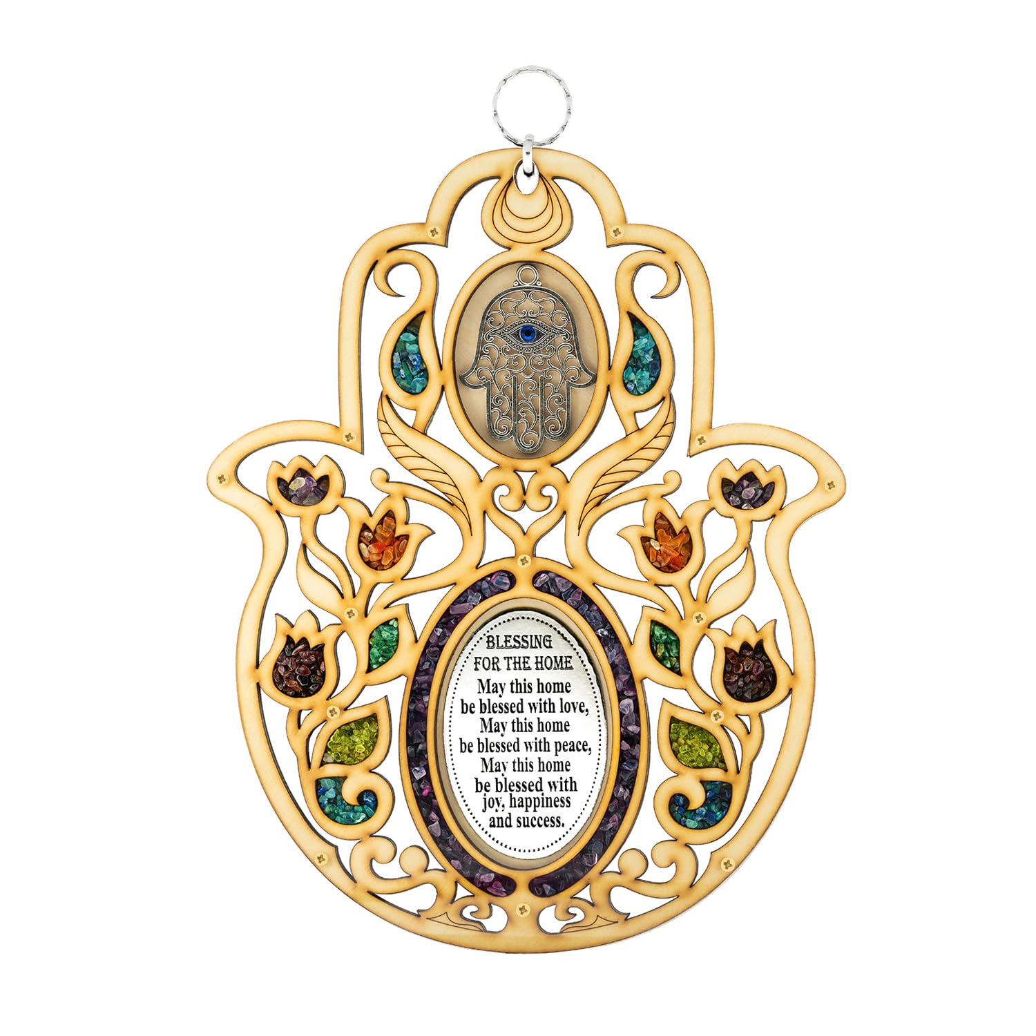 KARMA AND LUCK Wall Blessing Plaque - Tree of Life Blessing Multi-Stone Home Decor Handmade in the Holy Land (Health)