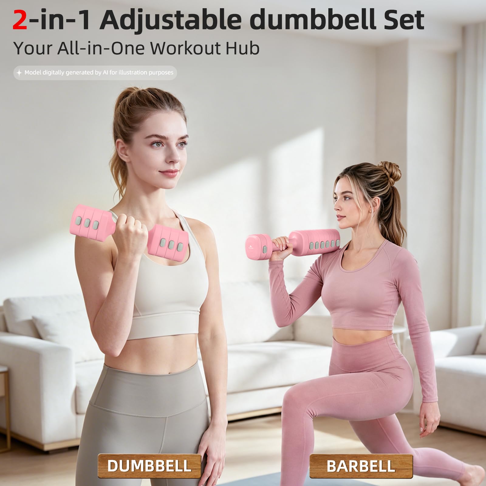 Abahub Hanteln Verstellbar Dumbbell Set Kurzhantel 2er Set je 1-2,5 kg