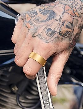 King Will 8mm Gold Tungsten Rings, Men's Wedding Rings Basic Flat