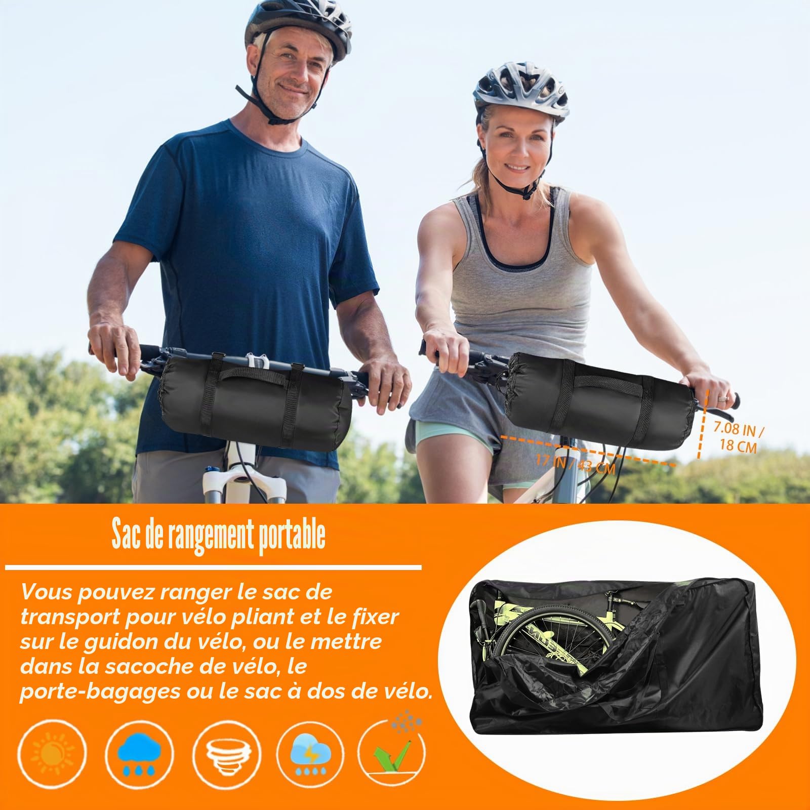 Sac de voyage pour vélo de route 900D amélioré, sangle solide et compartiments séparés