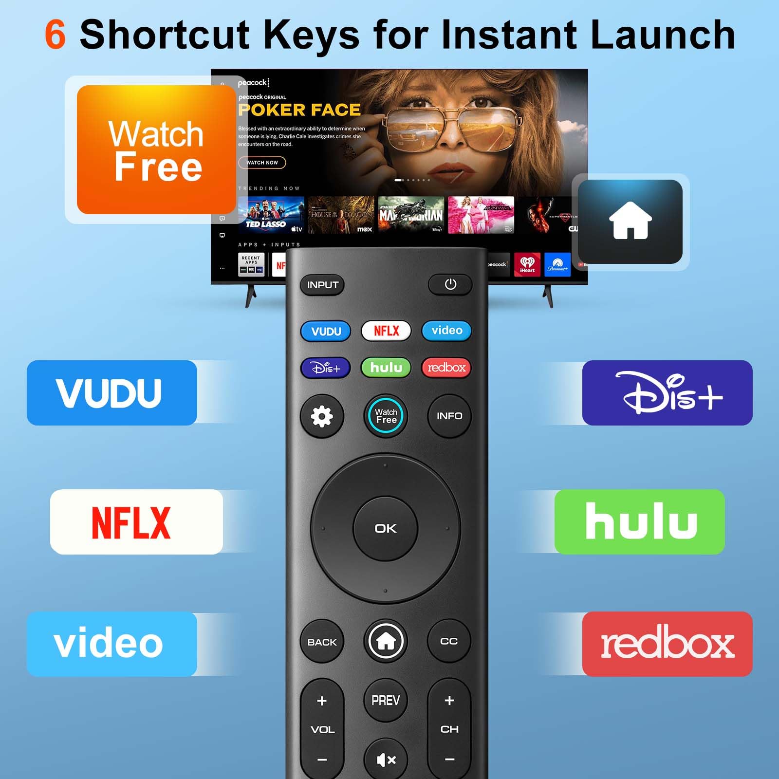 VIZIO Smart TV Remote Replacement - Universal XRT140 -4 VIZIO Smart TV Remote Replacement - Universal XRT140 -4