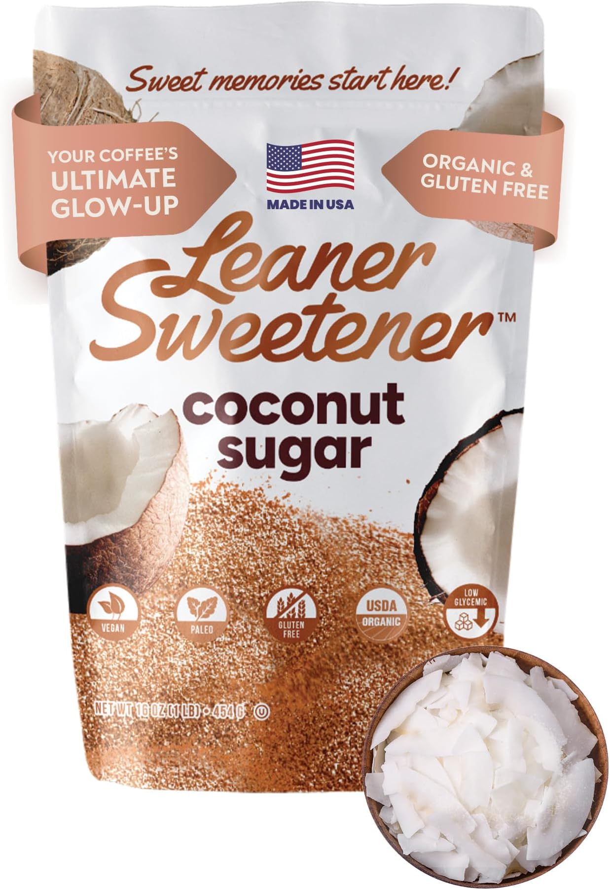 Leaner Creamer Non-Dairy Sugar Free Coffee Creamer Powder (Leaner Sweetener Pouch 16oz)