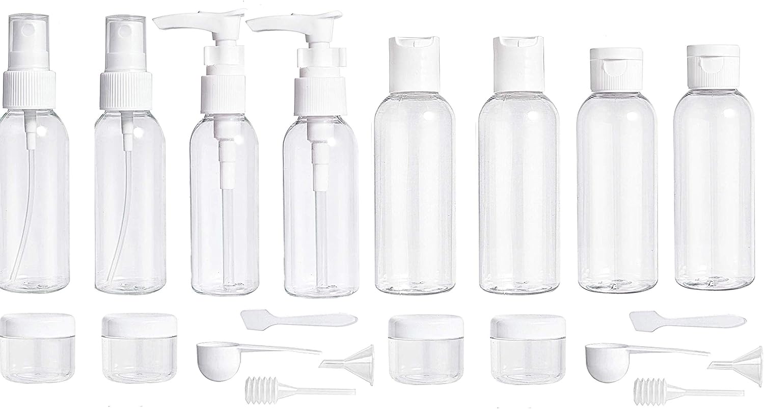 ShaniTech 20 Pcs Leak Proof Refillable Air Travel Containers Bottle for Liquid Cosmetic Toiletries Clear Airport Security TSA Air Flights Approved