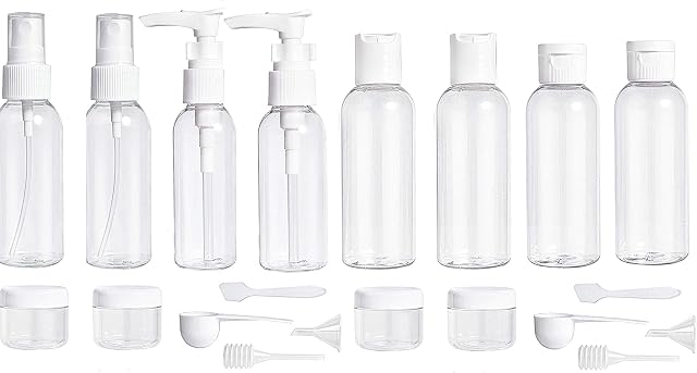 ShaniTech Pack of 20 Pcs Leak Proof Refillable Air Travel Size Liquid Containers Bottle for Liquids, Accessories, Cosmetic Products, Toiletries [Clear for Airport Security - TSA Air Flights Approved]