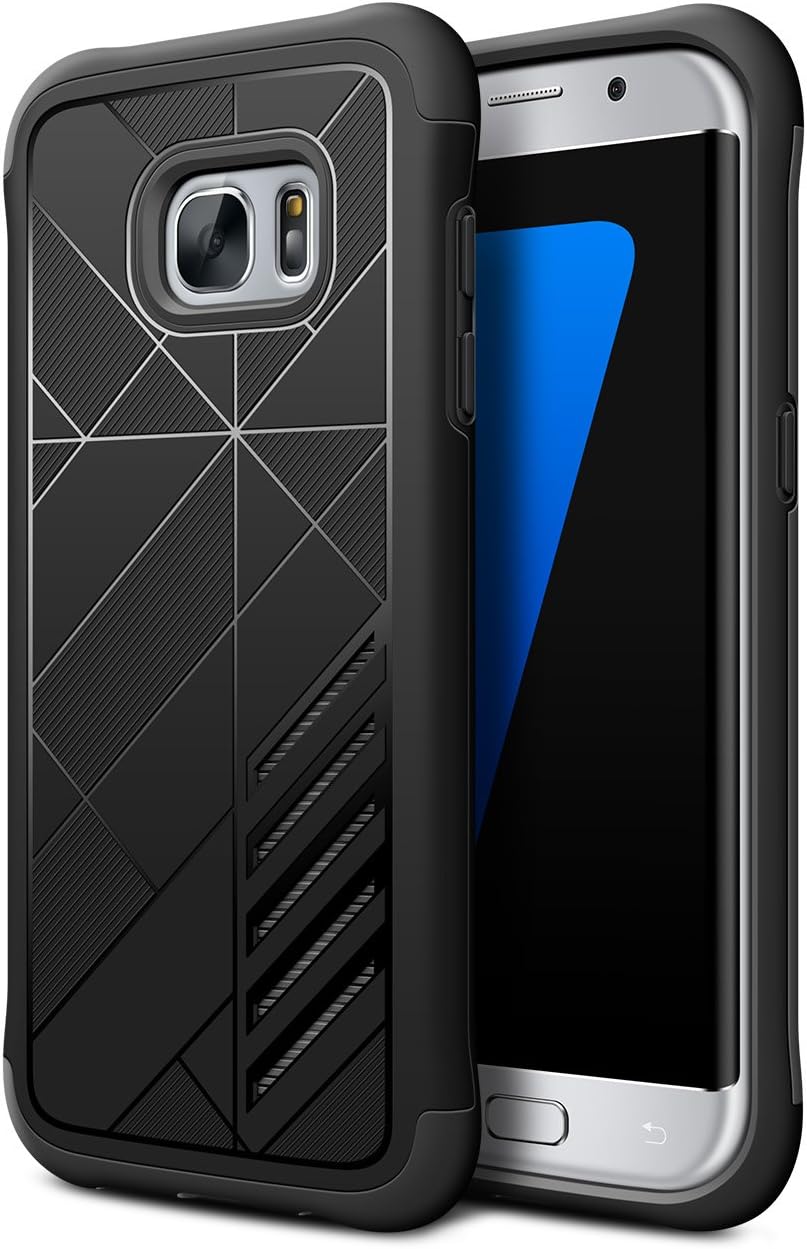 Galaxy S7 Edge Case ,Shulong Dual Shield Shock Absorption Protective Heavy Duty Hybrid Case Cover for Samsung Galaxy S7 Edge (2016) (Black)