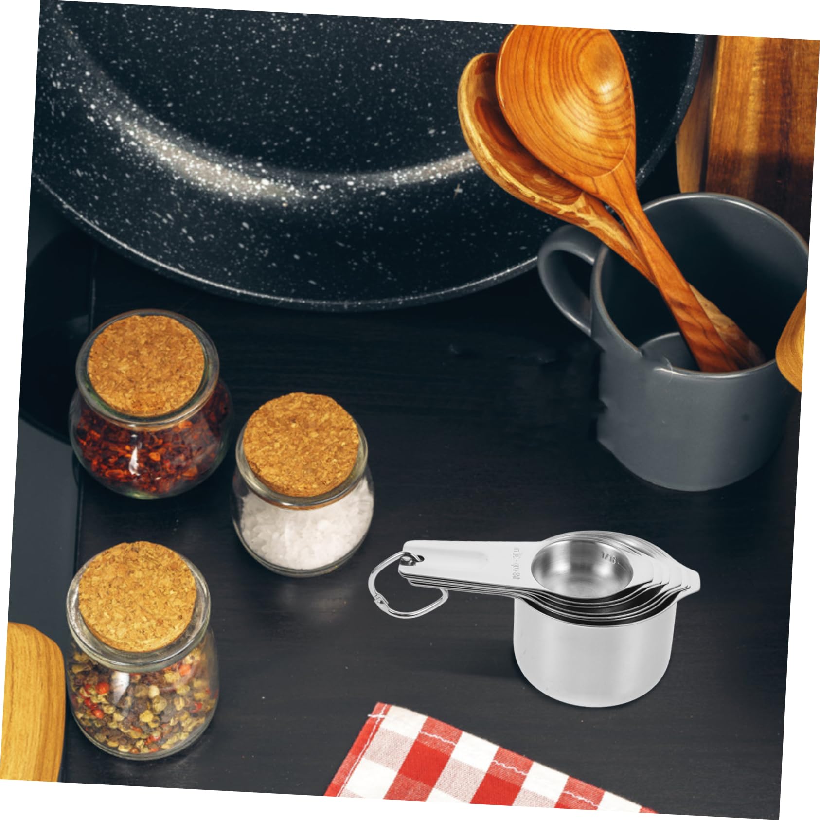 Zerodeko Ensemble de Tasses à Mesurer Finition Élégante et Polyvalente en Acier Inoxydable avec Capacité Précise 30ml à 240ml Cuisine et Pâtisserie