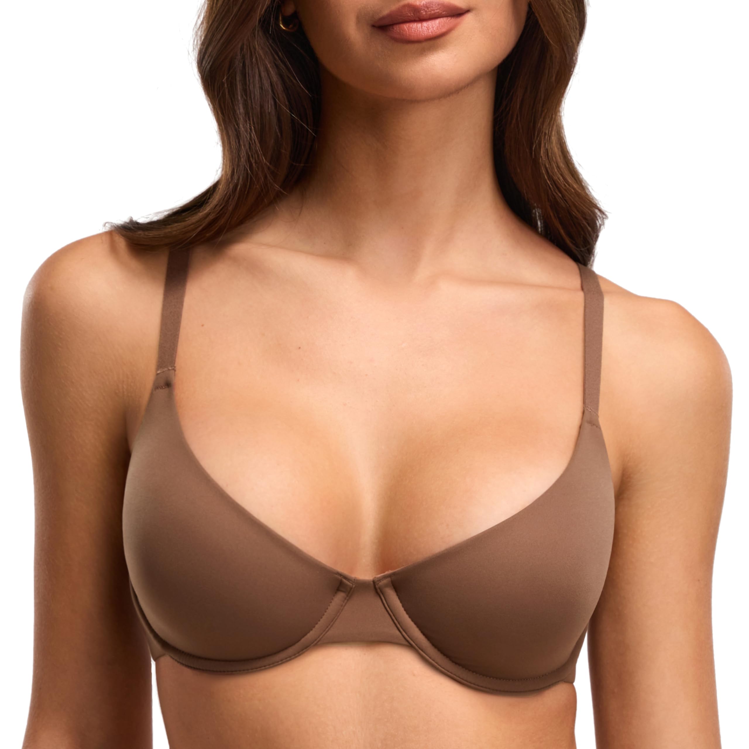 DOBREVA Women's Balconette Unlined Plunge Bra Underwire Demi Plus Size Bras Everyday Comfort