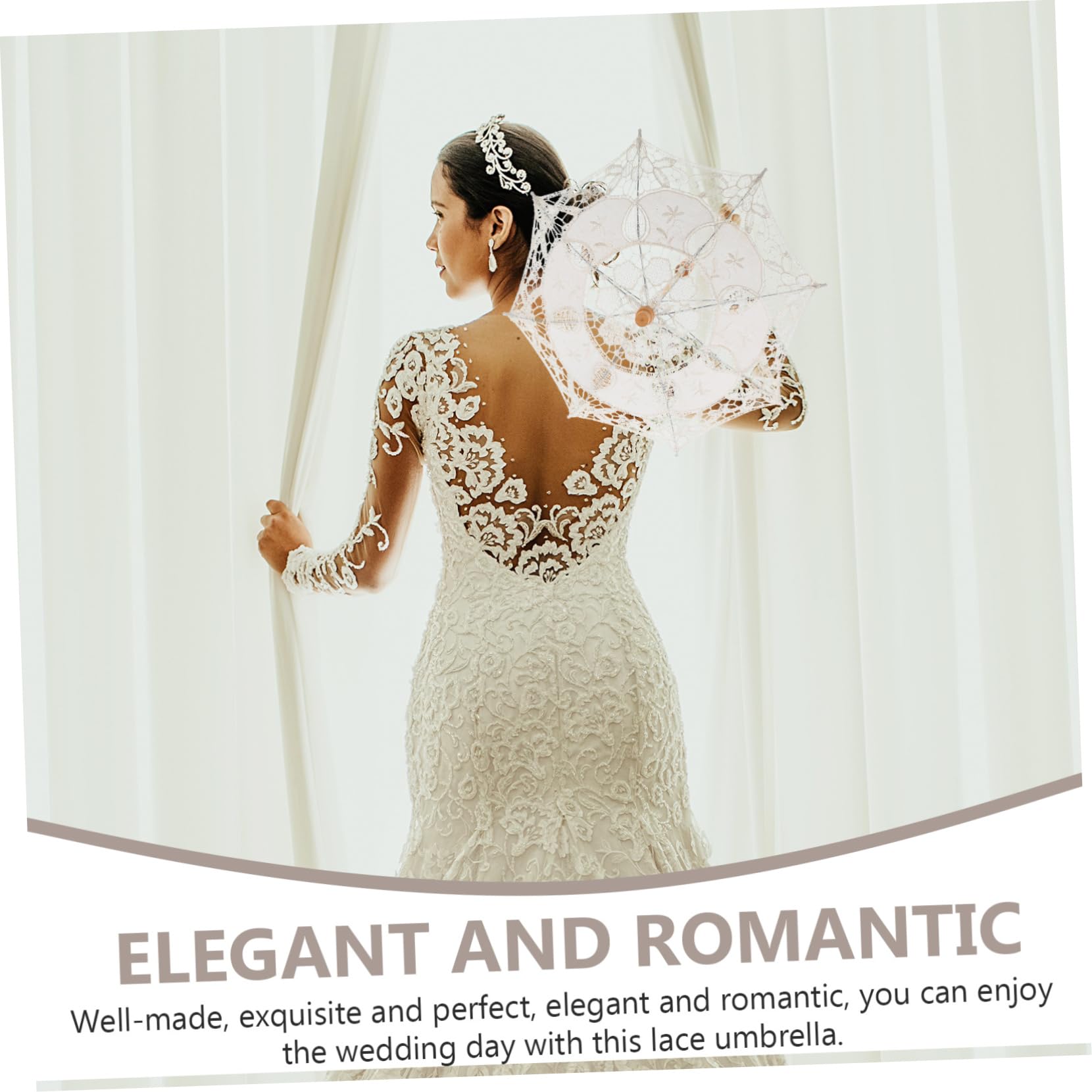 VALICLUD 3pezzi Ombrello Pizzo Elegante Per Matrimonio e Performance Teatrali Ombrellino Decorativo Leggero e Portatile Per Sposa e Foto Manico Ergonomico