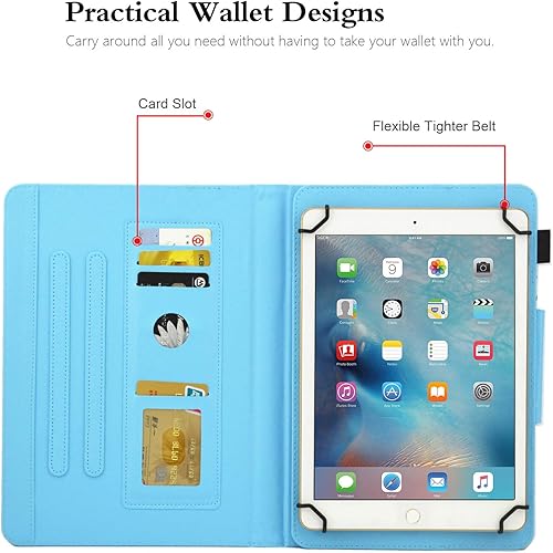 Miniatura 9 de Funda universal de 7 pulgadas, de piel sintética, antideslizante, con soporte magnético ranuras para tarjetas, funda delgada plegable para todas las