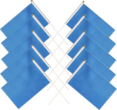 25 Pack Blue Small Mini Flags On Sticks,Hand Held Solid Blue DIY Graffiti Flag,Party Events Celebration,School,Grand Opening,Sports Clubs,Flower Pot