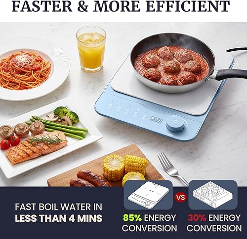 Miniatura 7 de Elite Gourmet EIND57BL - Placa de inducción digital SlimStore, controles táctiles, tapa de vidrio de cerámica, 10 niveles de potencia, temperaturas