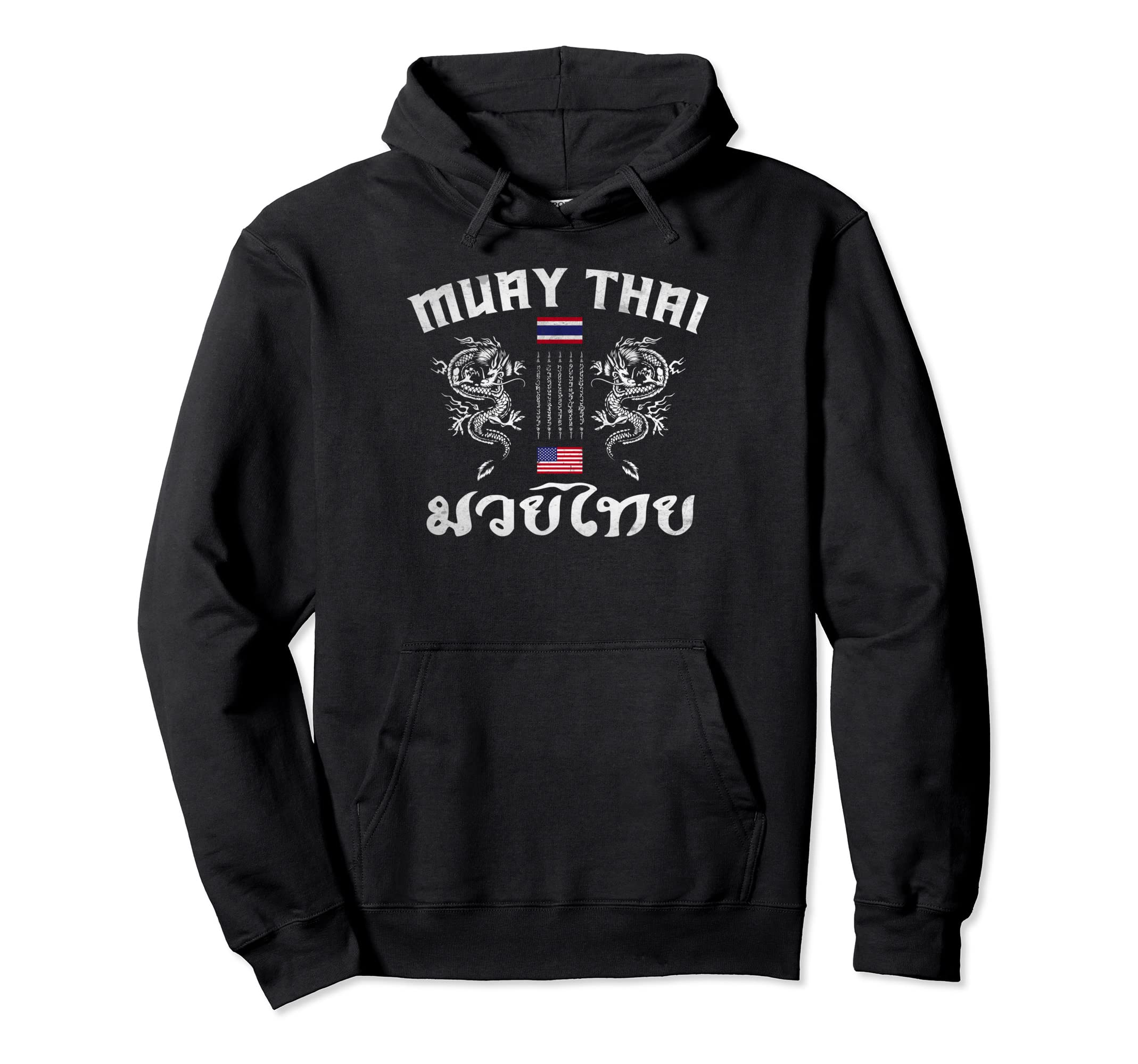MUAY THAI TRAINING FIGHTER TRADITIONAL CLOTHINGThailand American Flag Muay Thai Boxing Training Equipment Pullover Hoodie