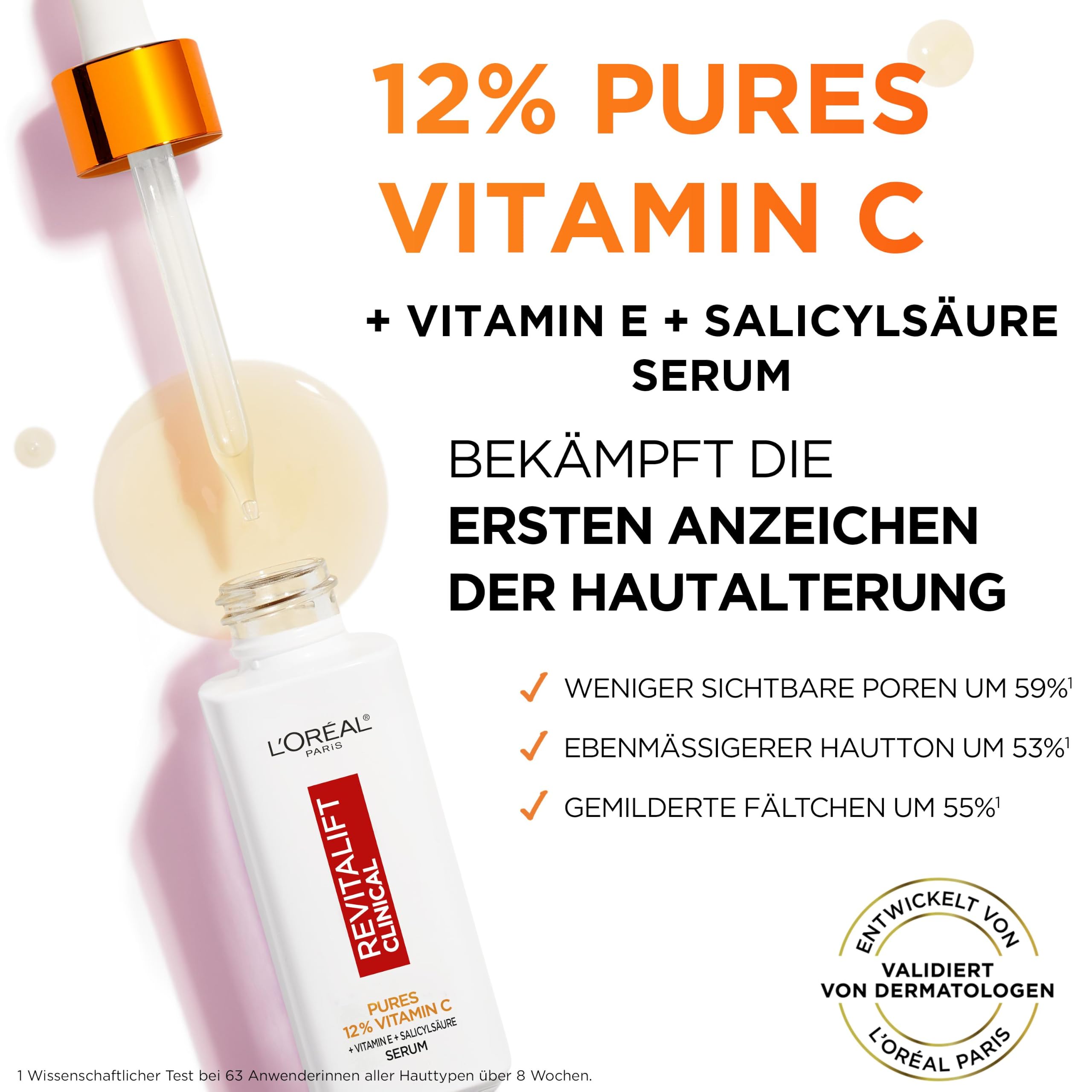 L'Oréal Paris Gesichtspflege-Set mit Vitamin C Serum und Anti-UV-Fluid mit LSF 50+, Für einen strahlenden Hautton, Gegen erste Anzeichen der Hautalterung, Revitalift Clinical Vitamin C, 30 ml + 50 ml
