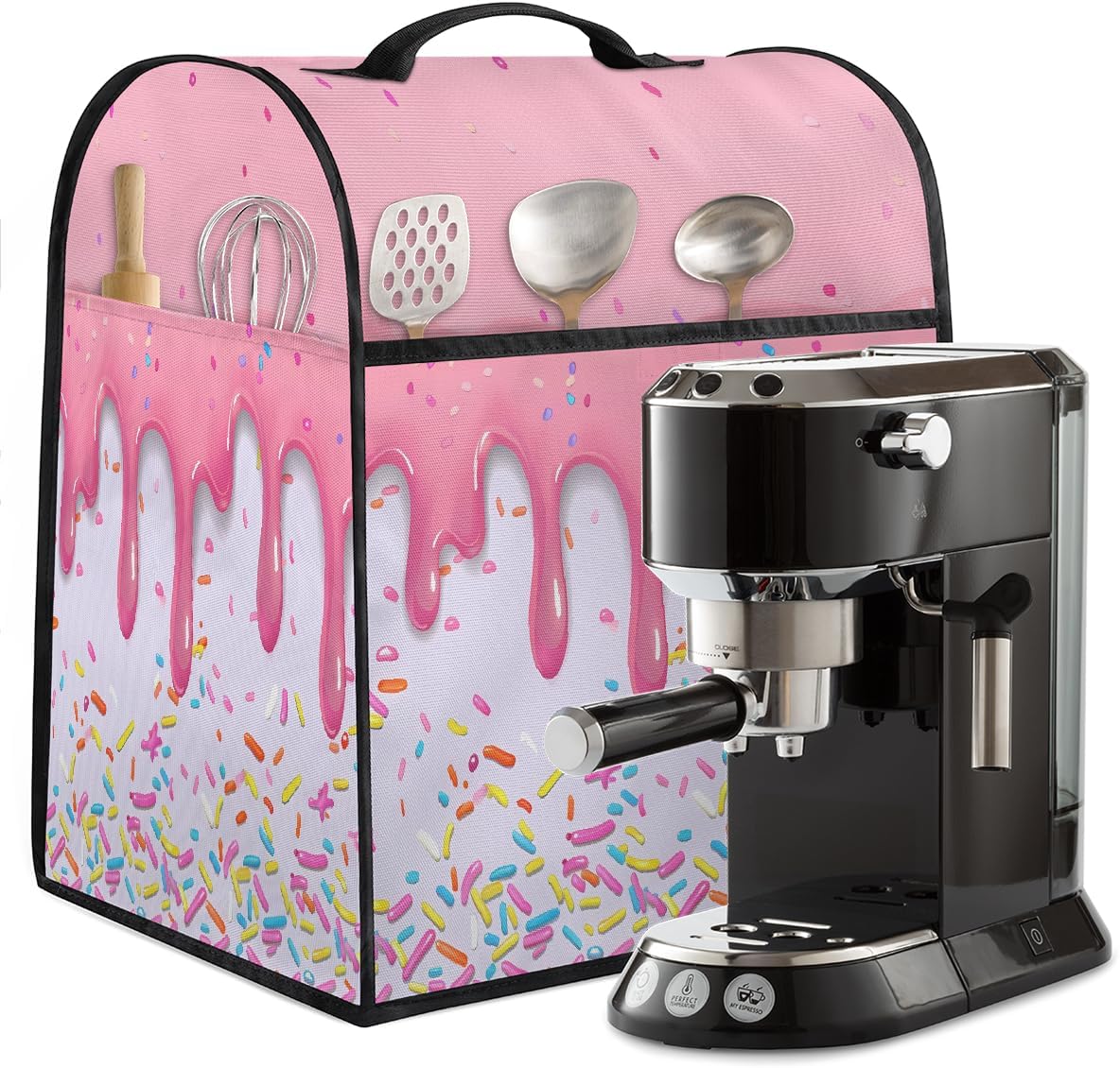 Mixer Cover Pink Glaze Dripping Pattern Kitchen Stand Mixer Cover 5-8 Quart with Pockets Coffee Maker Blender Dust Cover Appliance Covers