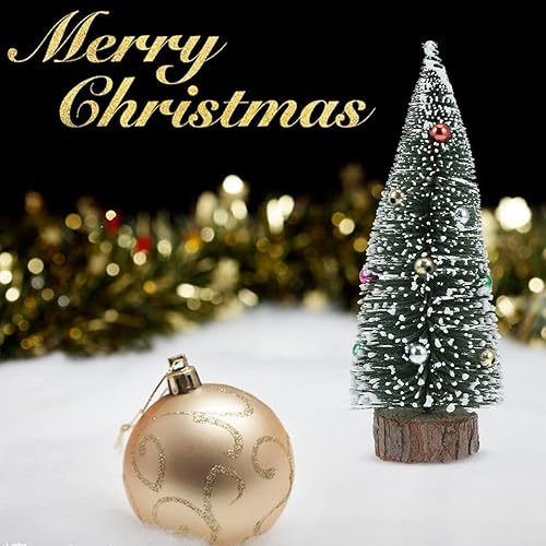 Miniatura 9 de PRETYZOOM Mini botella de árbol de sisal, árboles de Navidad de mesa, árboles de cepillo, árboles helados de nieve, árbol de pino en miniatura con