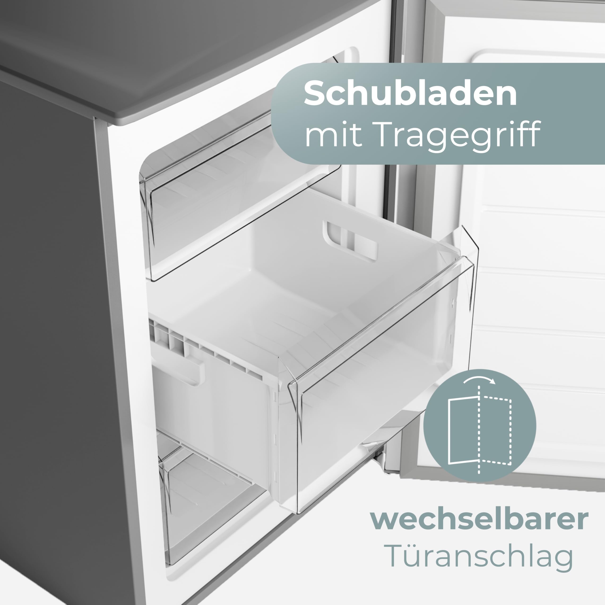 Clatronic® Gefrierschrank klein | Energieklasse C | 85cm | Tiefkühlschrank | leise 40dB | 3 Schubladen | Türanschlag wechselbar | bis zu -18°C | 87L Freezer | kleiner Gefrierschrank GS 102 inox