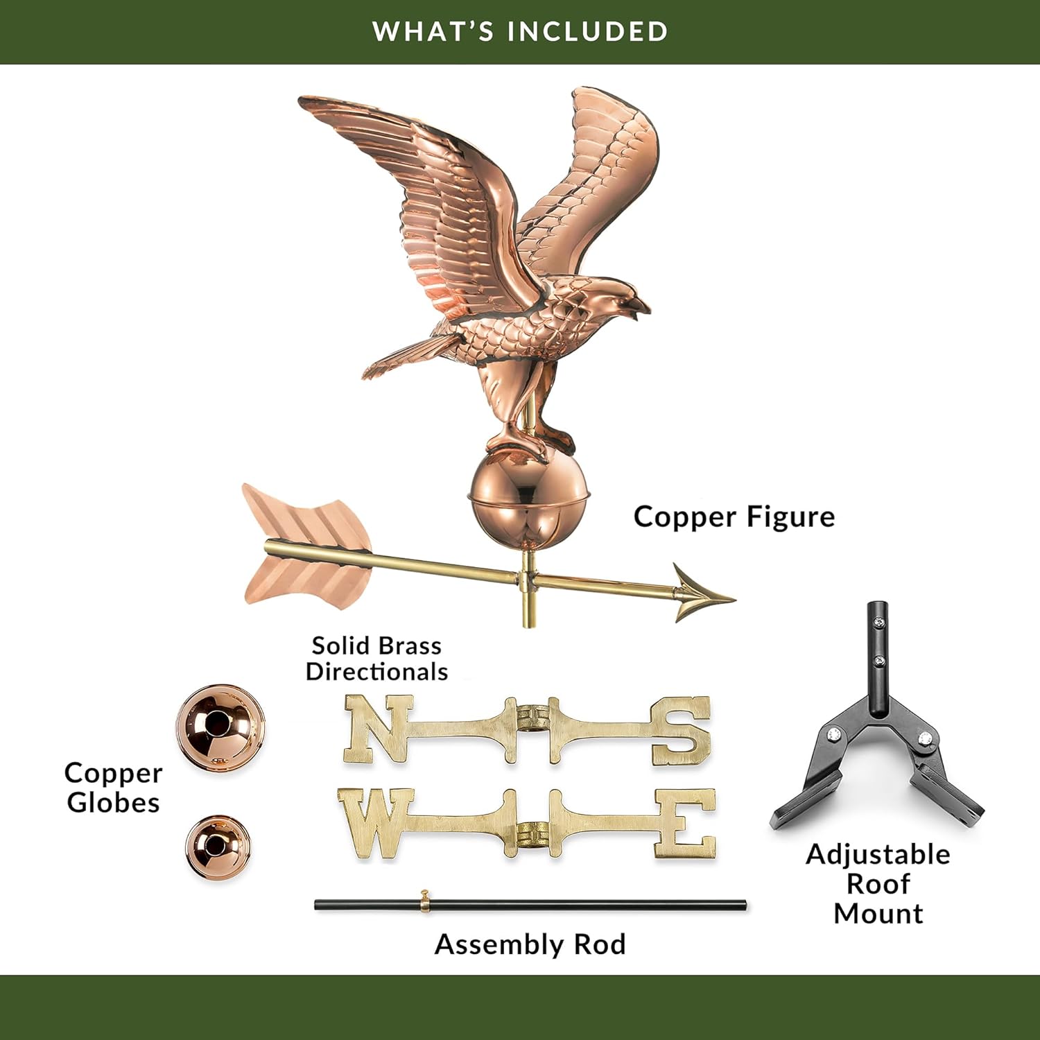 Good Directions 8815PR Eagle Cottage Weathervane, Polished Copper with Roof Mount, Medium