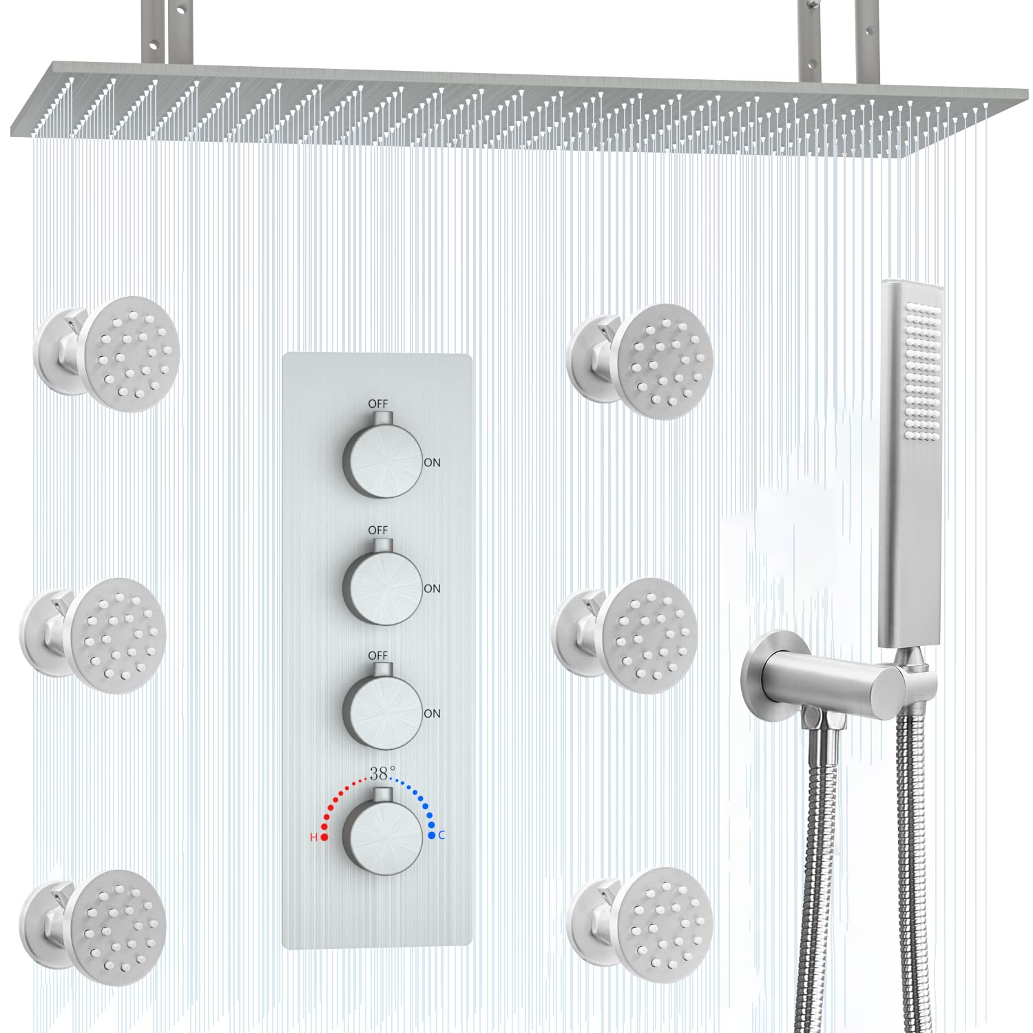 Buy Full Body Shower System Thermostatic Luxury 20x40 Inch Rain
