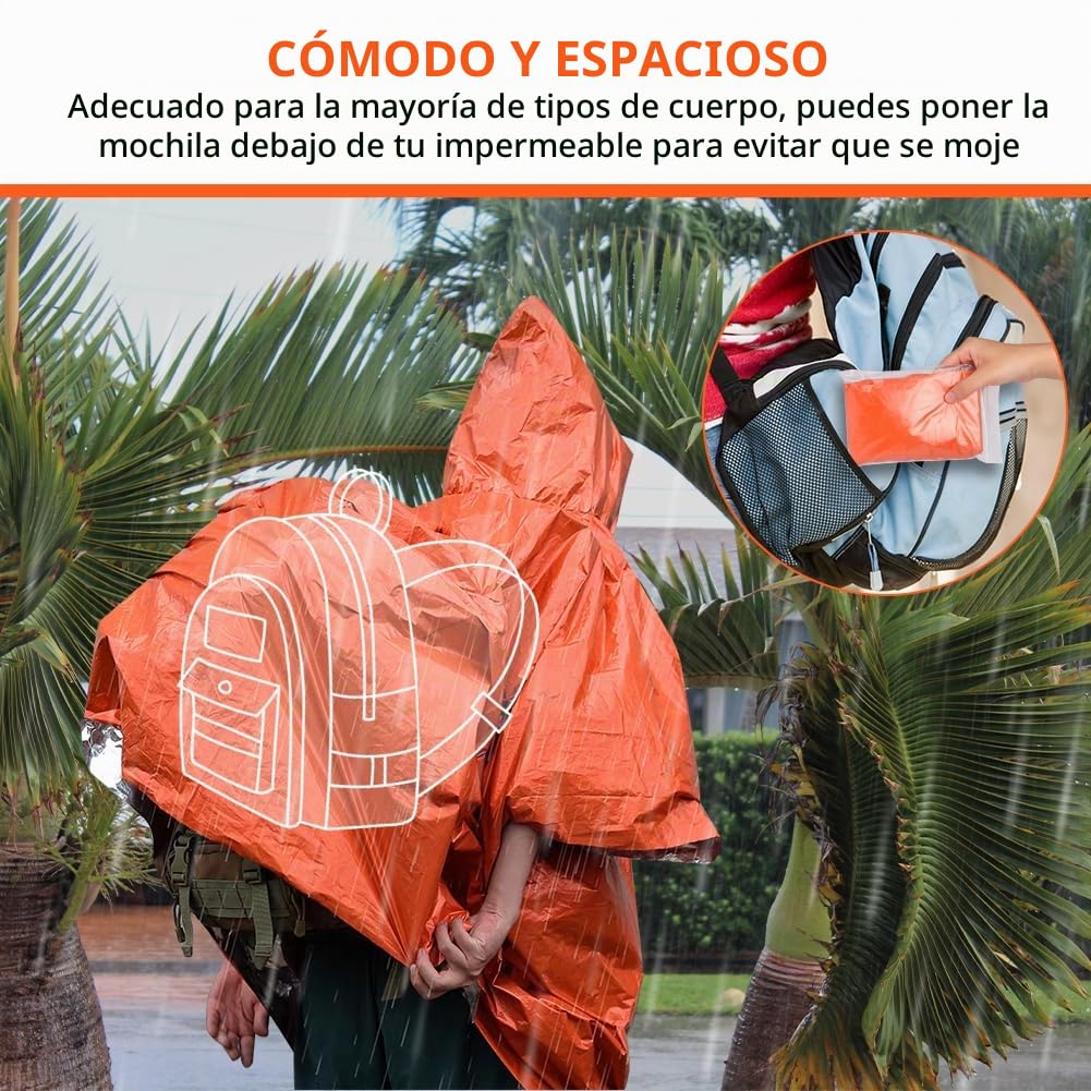 Flintronic Poncho de Supervivencia 3 PCS Mantas Térmicas de Emergencia Impermeable Aluminio Reversible