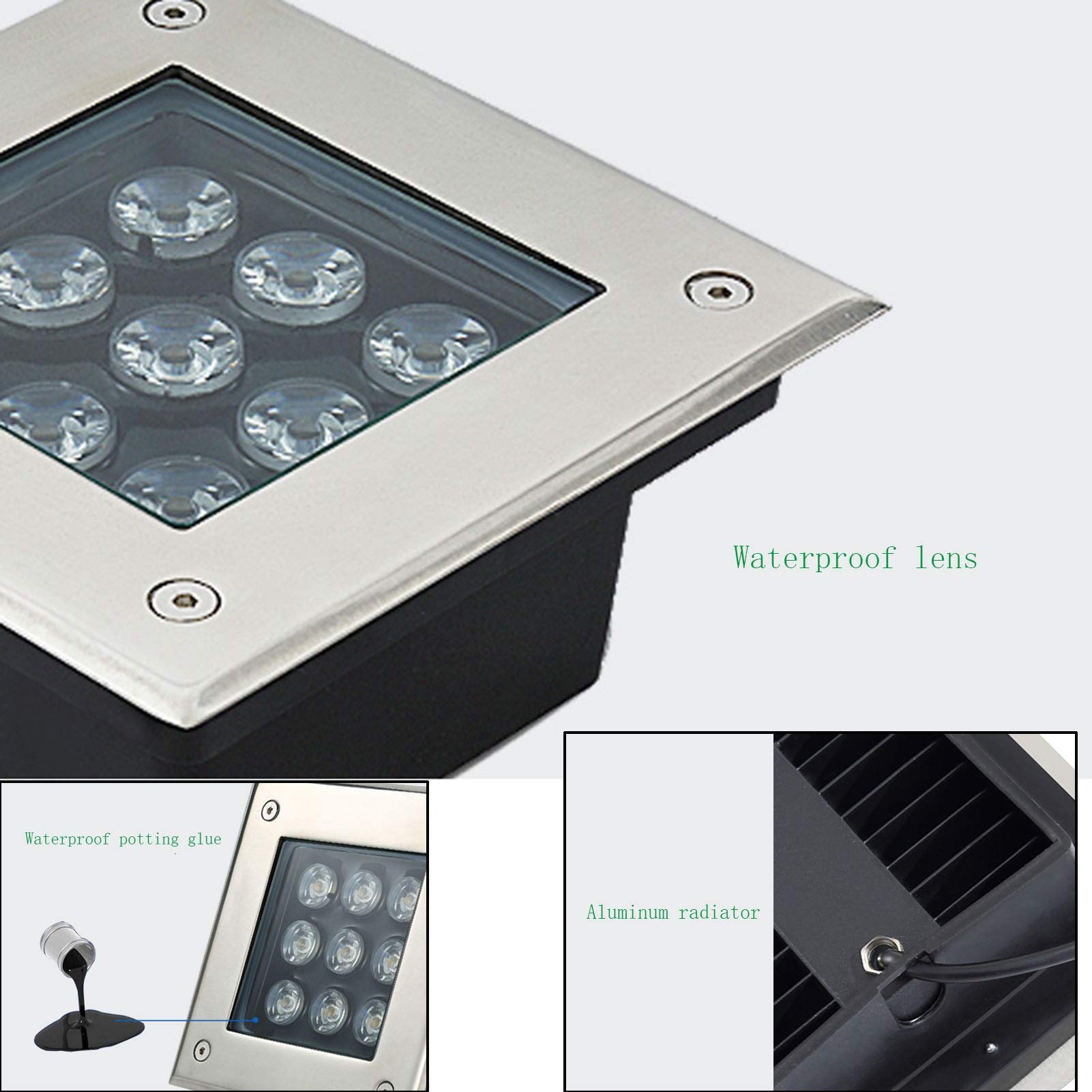 Oświetlenie Zewnętrzne Led Wodoodporne Ip66 Do Ścieżek Ogrodowych, Wpuszczane W Ziemię, 111 V~240 V, 8 Kolorów, Czerwone, 12 W