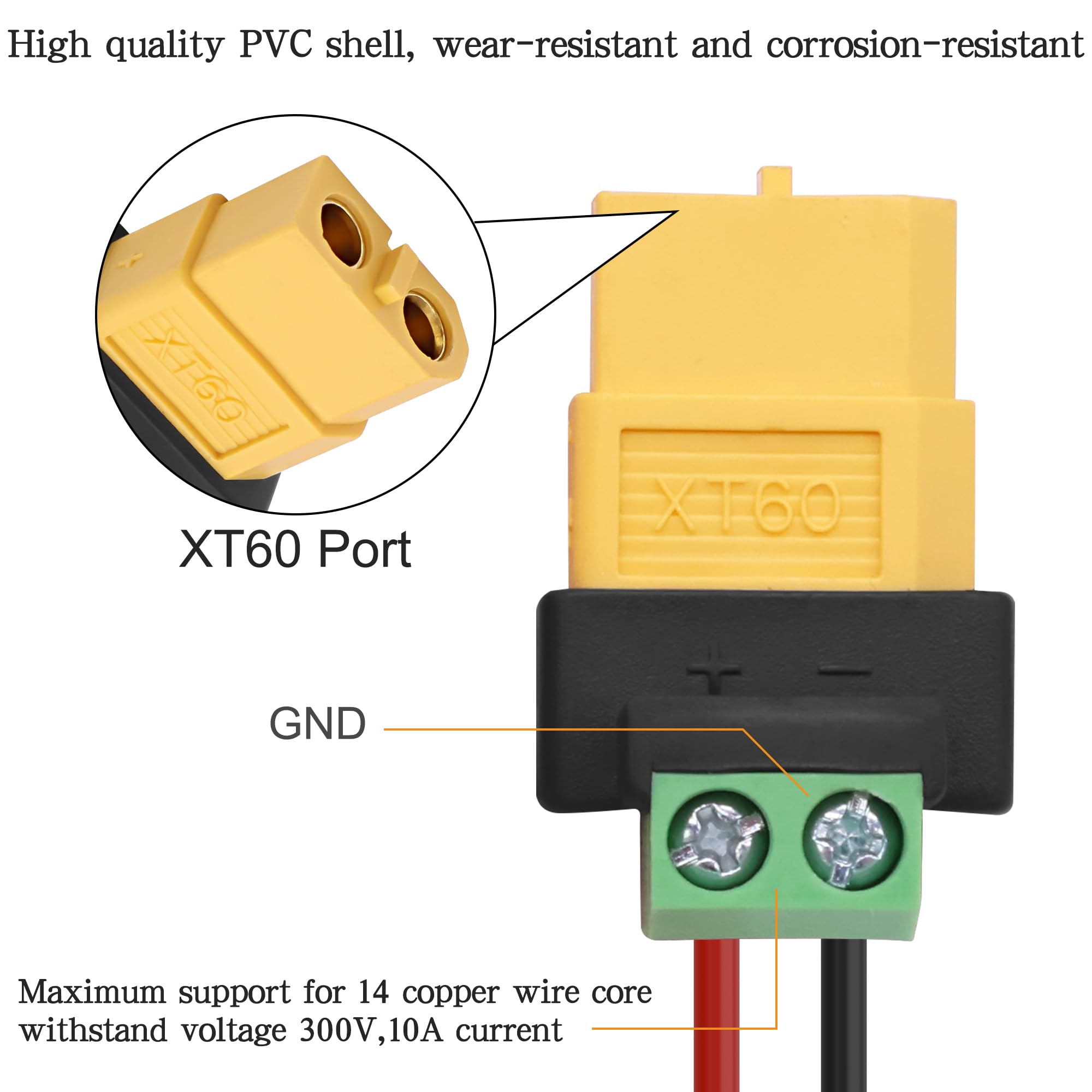 MEIRIYFA XT60 a 2 pin, adattatore morsetto a vite senza saldo, XT60, connettore senza saldatura da femmina a 2 pin, adattatore morsetto a vite per pannello solare, centrale elettrica portatile (4