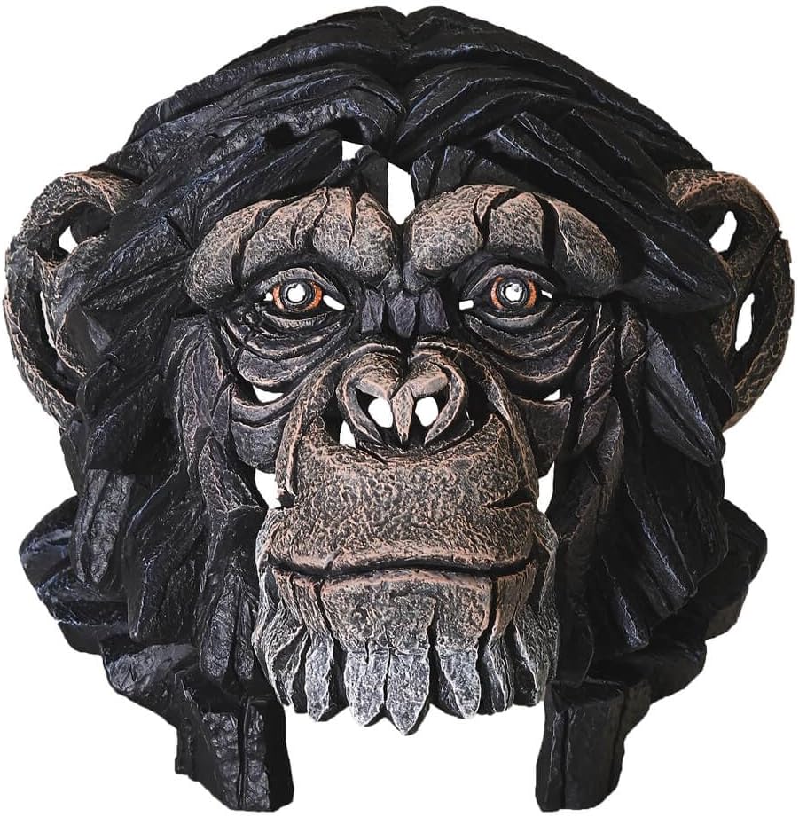 Enesco Chimpanzee Bust - Black Stone Resin Contemporary Bust Sculpture