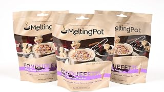 Melting Pot Chocolate Fondue; Mini Wafers For Melting, White Chocolate Fonduefetti (Rainbow Sprinkles, Peanut Pieces, and Sugar Cone Crunch) Flavor, Pack of 3, 9.75oz Bags