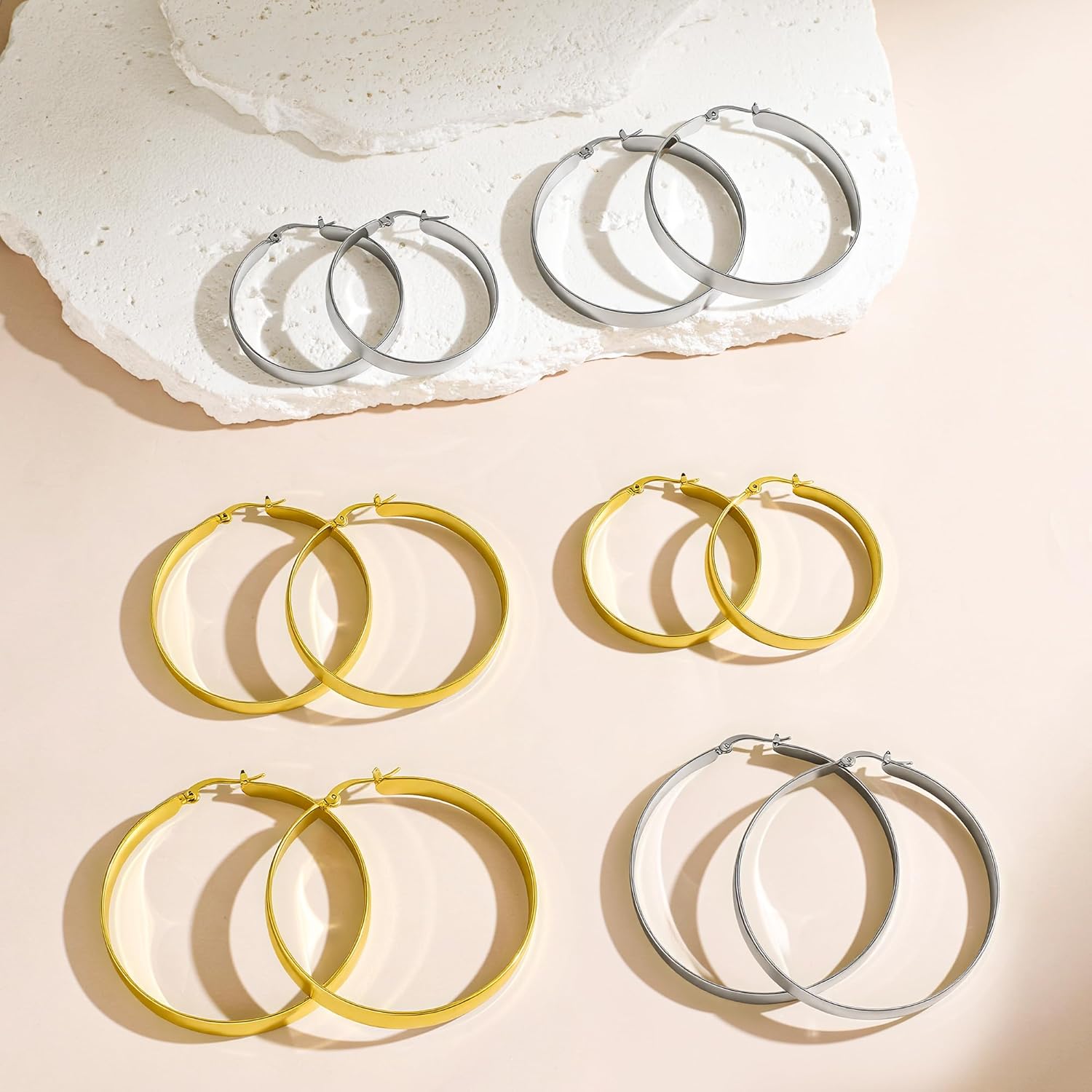 Large Hoop Earrings for Women Chunky Gold Hoops Silver Hoop Earrings Lightweight Big Oval Hoops Gold Plated Silver Plated Jewelry Gifts - Image 7