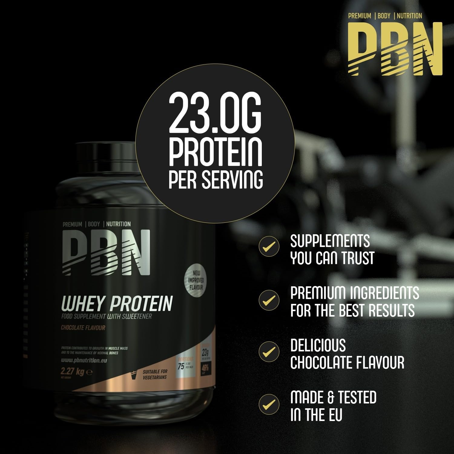 PBN - Premium Body Nutrition Poudre de Protéines Whey 2,27kg Chocolat