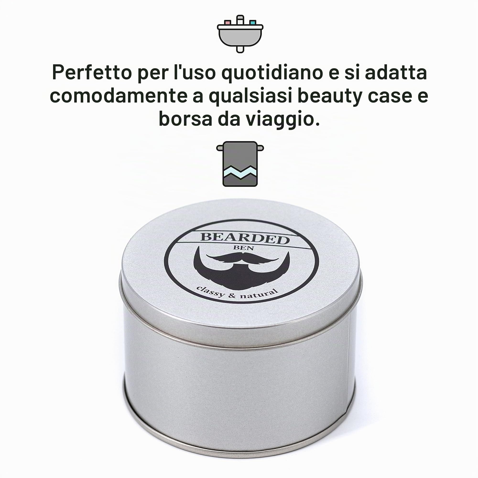 BEARDED BEN Spazzola Barba Uomo con Setole di Cinghiale - Pettine Barba Uomo - Ideale per Districare i Nodi e per la Cura Quotidiana - Include Astuccio Elegante