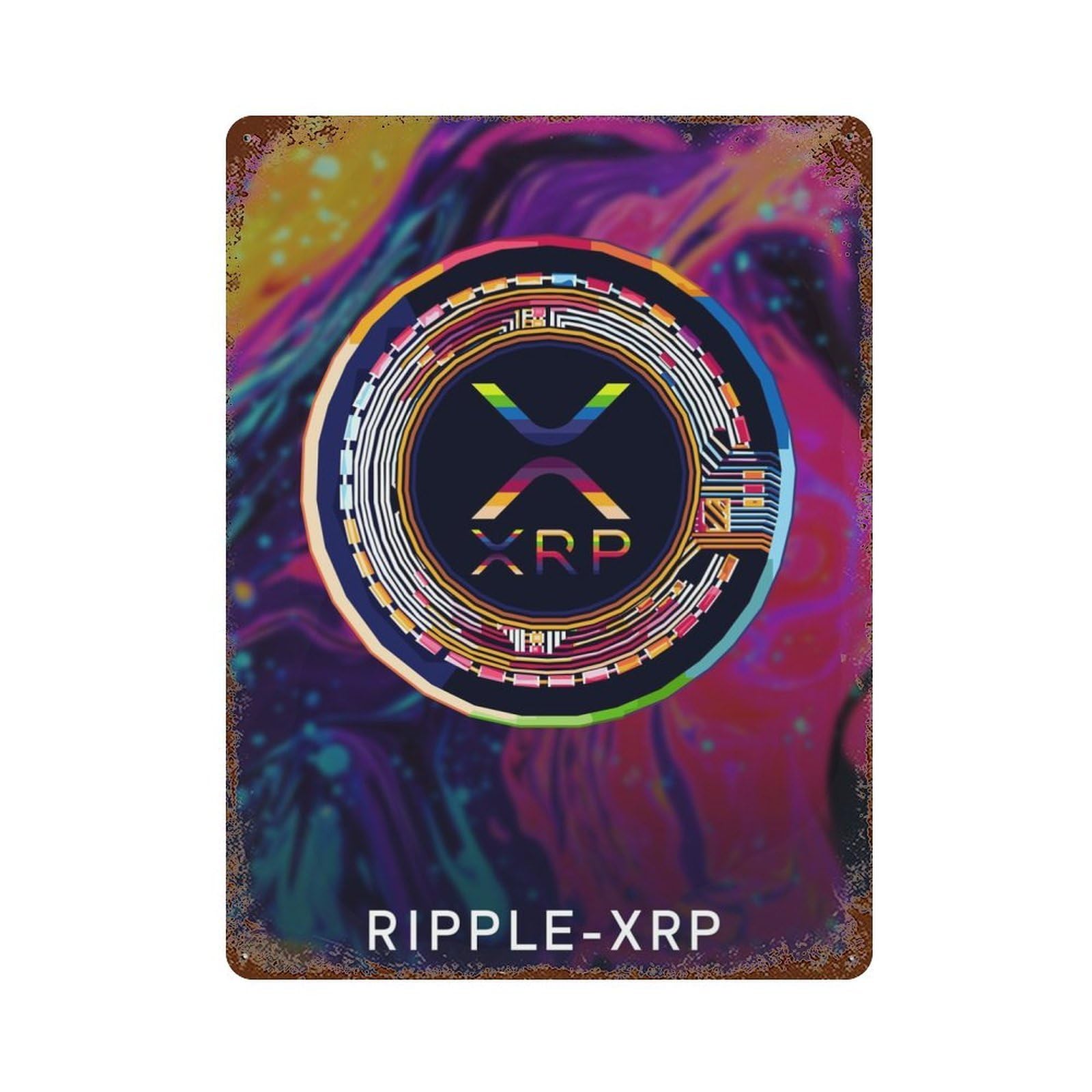 Ripple XRP Weathered Tin Sign 15.7"x11.8", Rustic Home Decor for Office, Studio And Wall Decor