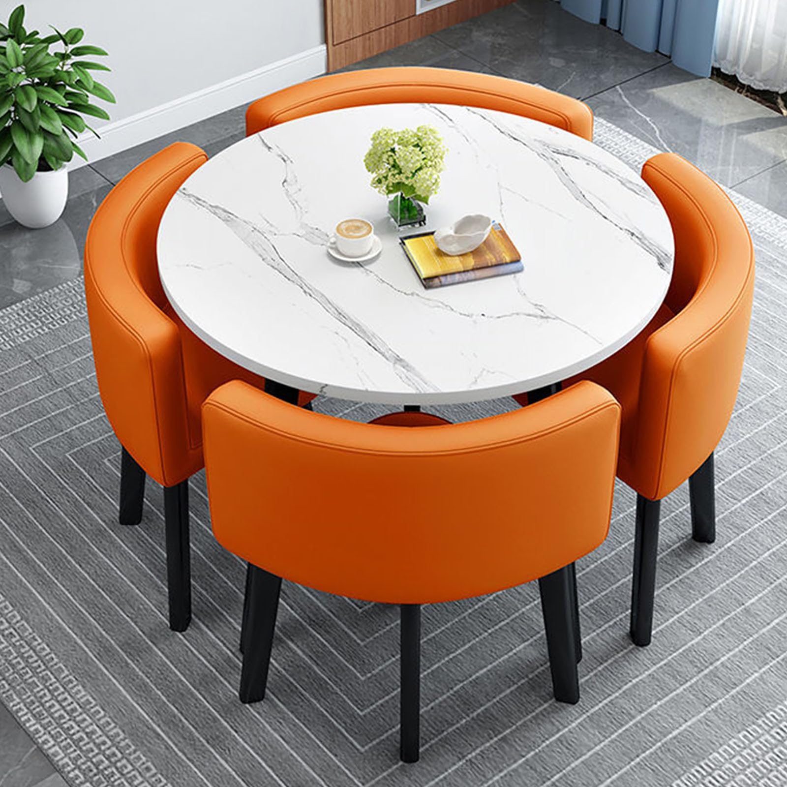OLSKFUH Small Meeting Room Table Set 1 Table 4 Chairs - Office Conference Table, Reception Round Table, Kitchen Dining Table - Negotiation Table - Office Furniture For Meetings,D