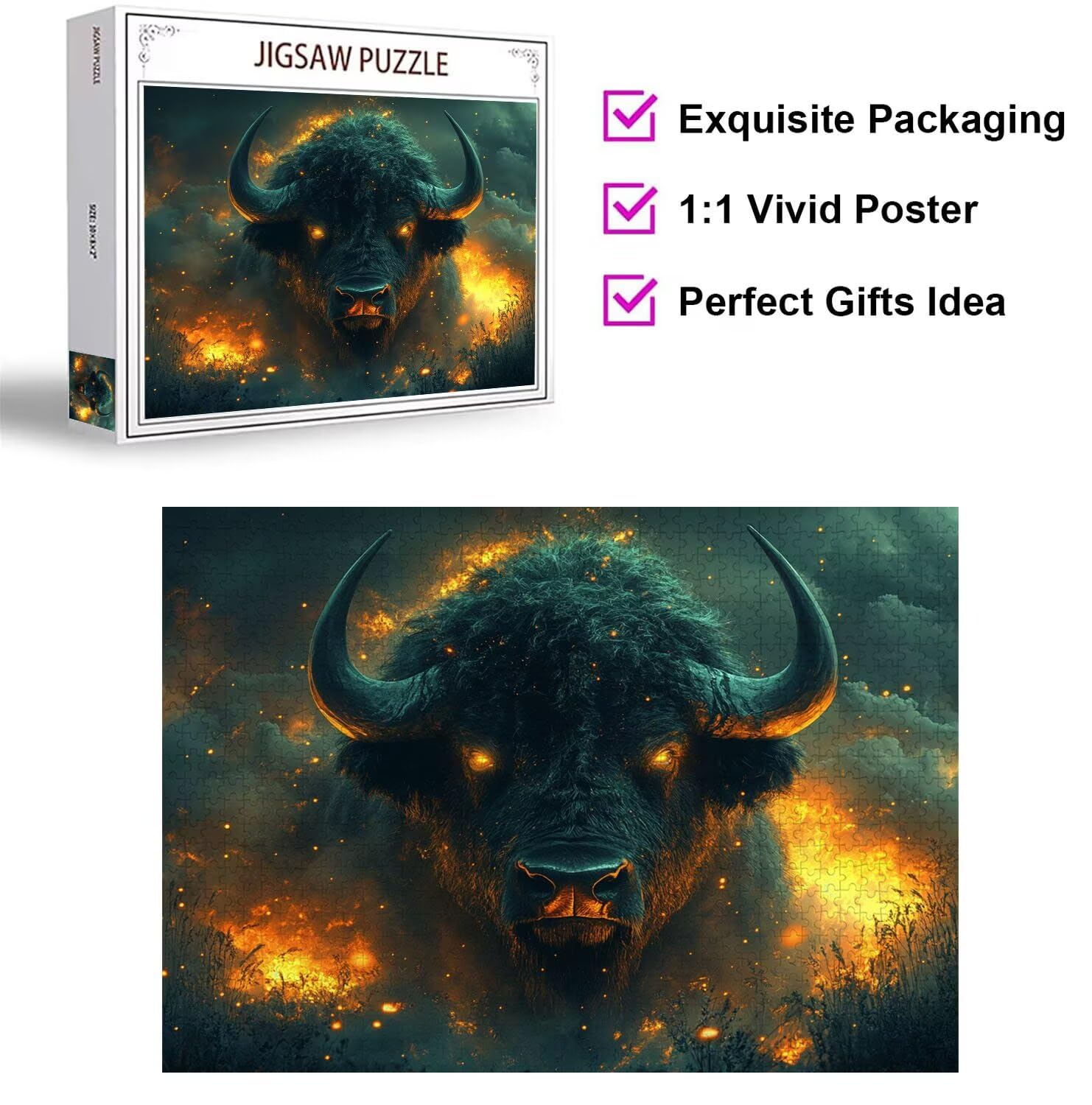 Puzzle 6000 Teile Kuh Herausforderndes Klassische Puzzles, n-623 | Familienpuzzles, Entspannung Aktivitäten, Schwieriges Kunst Puzzle Flammen, Impossible Herausforderndes, Geschenk für Frauen