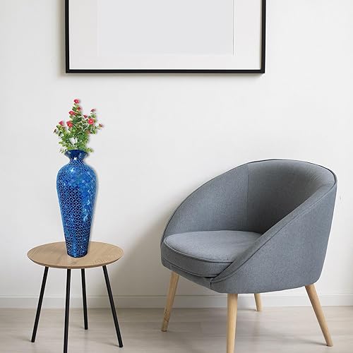 Miniatura 2 de Florero de mosaico, jarrón alto, florero decorativo de mosaico de 20 pulgadas, jarrón de acento védico con incrustaciones de mosaico de vidrio con