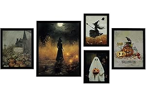 ArtbyHannah Framed Vintage Halloween Wall Art