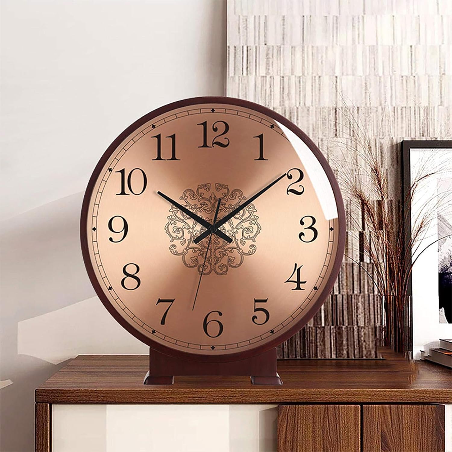 Mantel Clock, 10 Inch Silent Mantle Clock Battery Operated Vintage Solid Wood Mantel Clocks Decorative Clocks for Shelf for Living Room Decor Shelf Clocks for Living Room Decor (B)