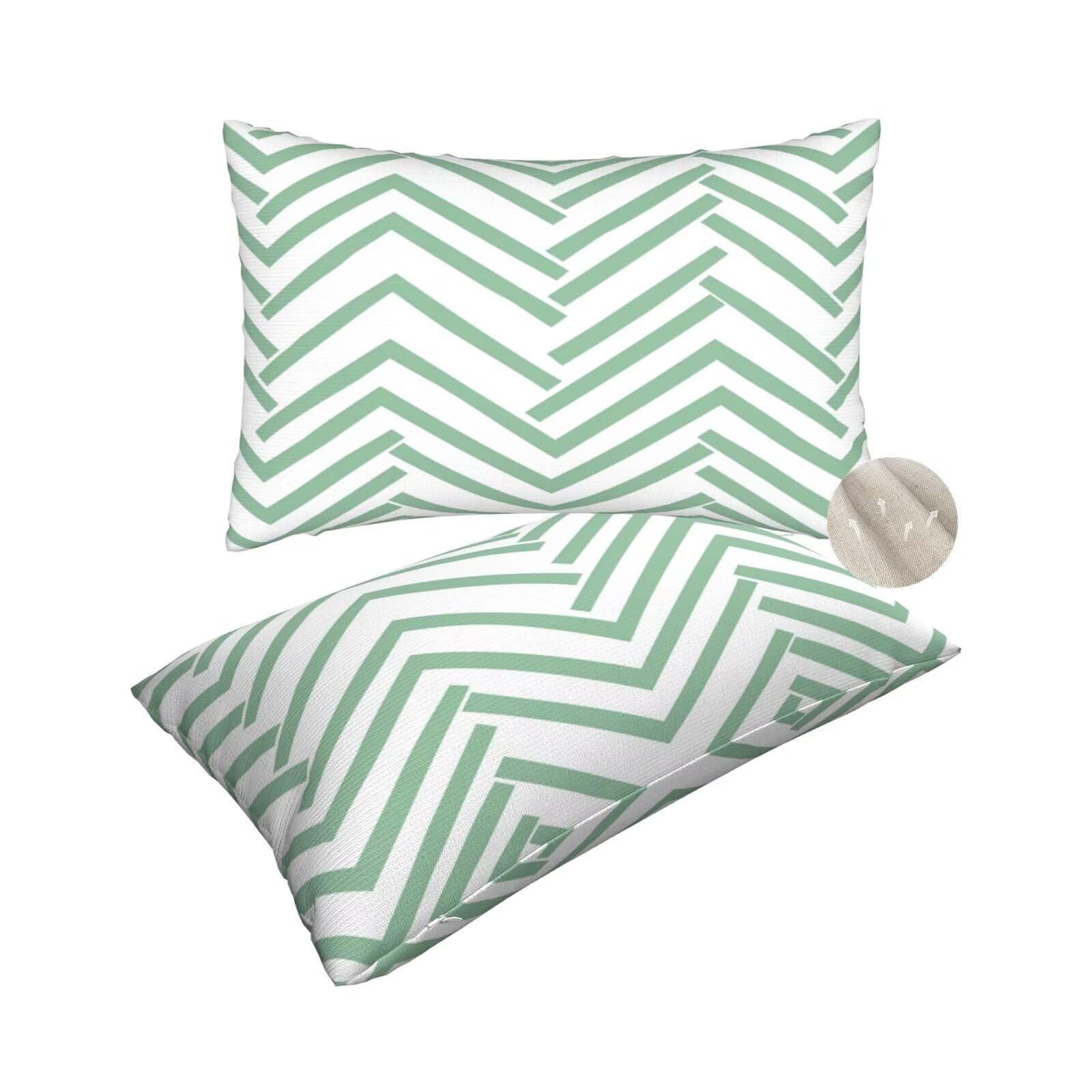Taie oreiller rectangulaire 50x80 cm housse coussin vert géométrique pour canape